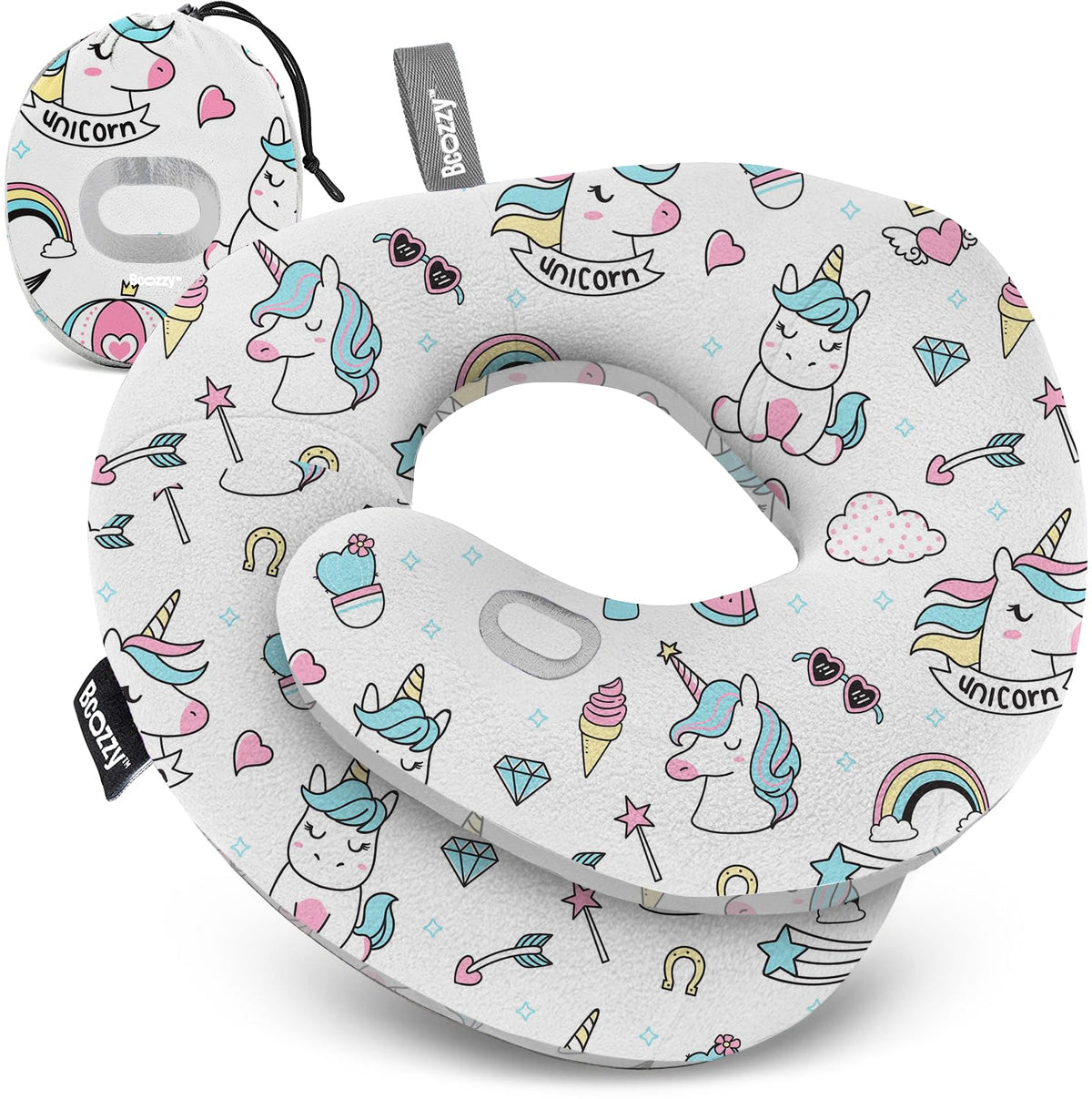 BCOZZY Travel Neck Pillow for Airplane – Patented Double Support for Head, Neck, and Chin. Best for Long Flights, Plane Sleeping, and Car Rides. Adjustable Size. Fully Washable. Carry Bag. Large, Navy