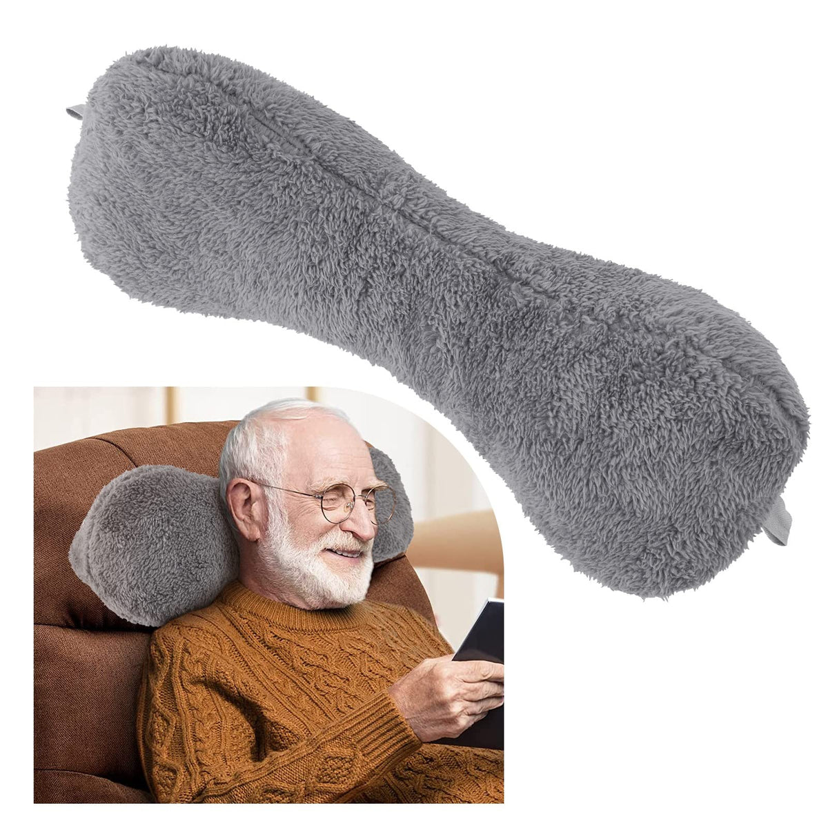 Recliner Headrest Pillow, Head Pillow for Sofa, Recliner Neck Pillow, Bone Couch Neck Pillow for Pain Relieve(Grey)