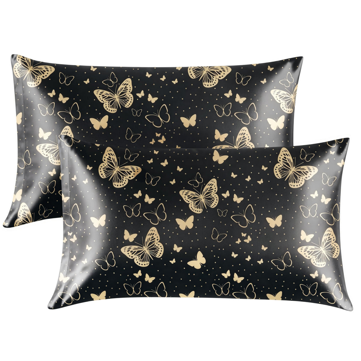 EXQ Home Satin Pillowcase for Hair and Skin Queen - Printed Black Sun
