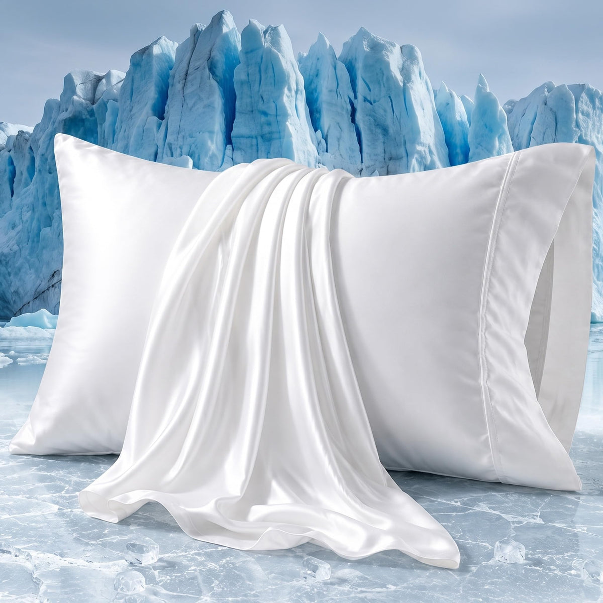 Beckham Hotel Collection Cooling Pillowcases for Hot Sleepers, King Size Set of 2, Cool Bedding, Envelope Closure, Silky Soft, Breathable, Moisture-Wicking, White