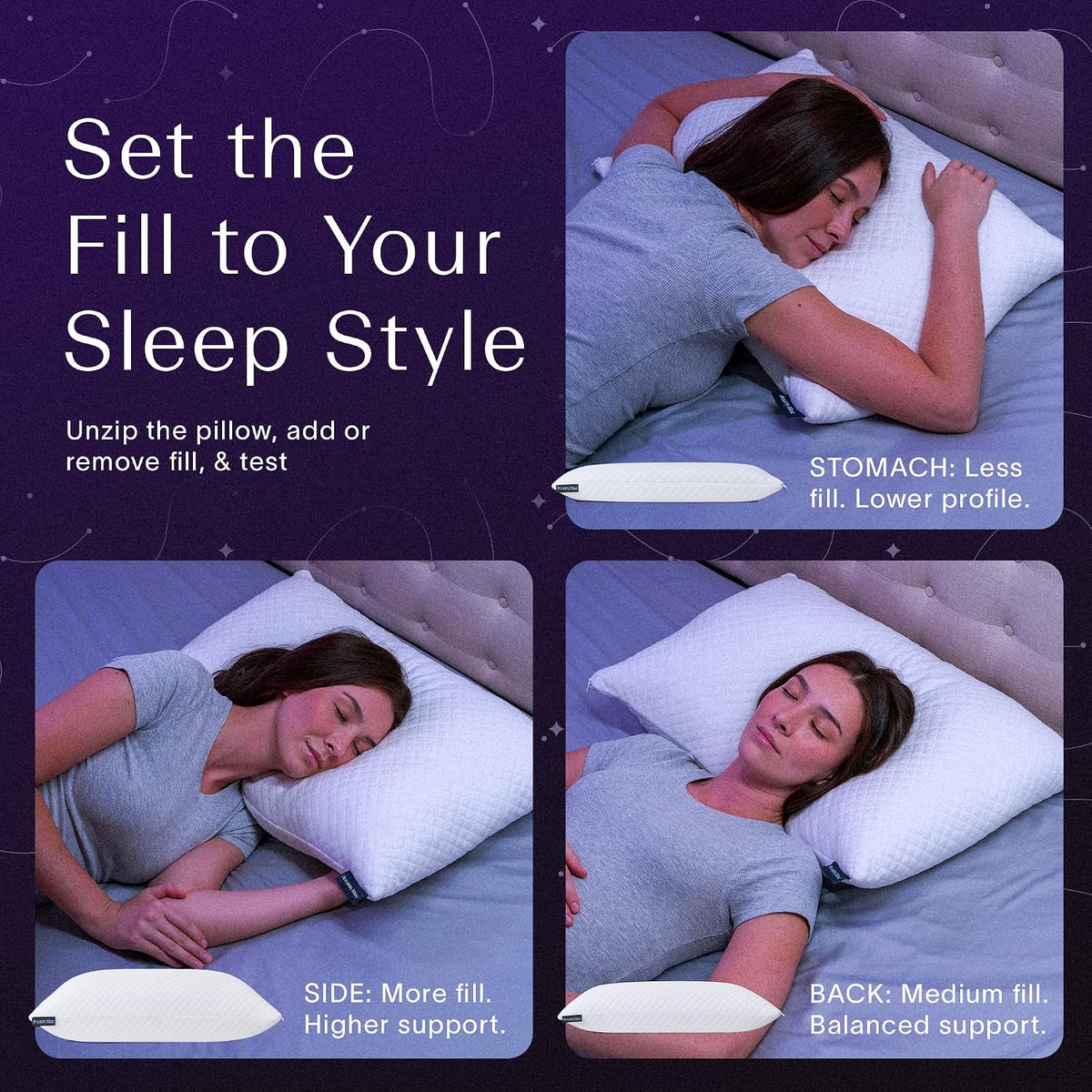 DreamyBlue Signature Adjustable Shredded Memory Foam Pillow Queen