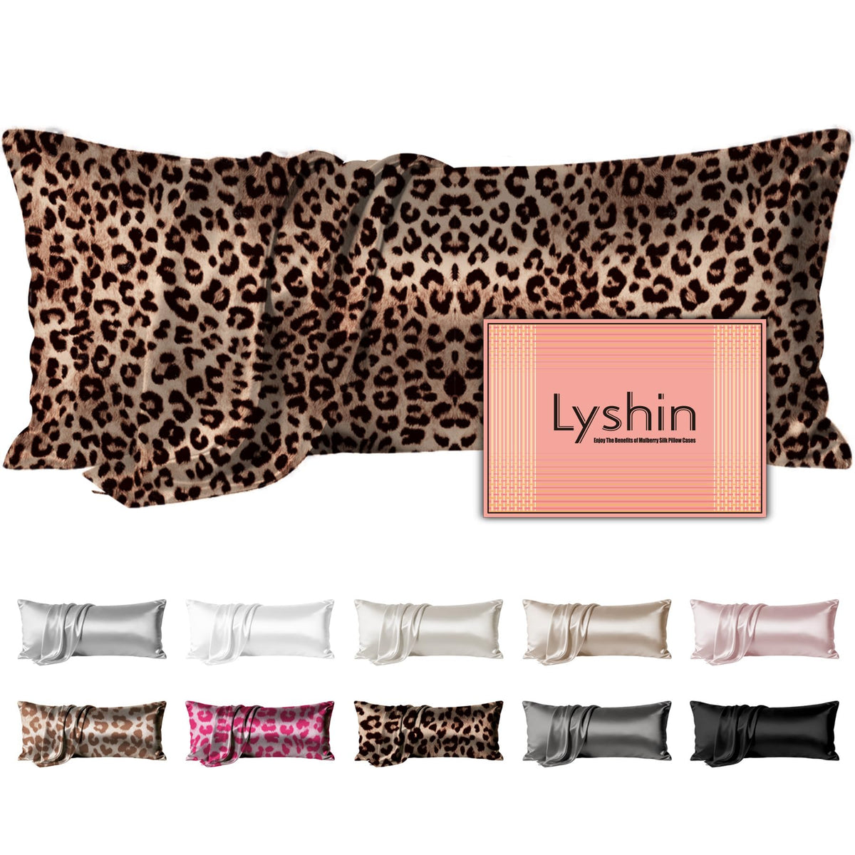 LYSHIN White Silk Pillow Cases Standard Size with Hidden Zipper