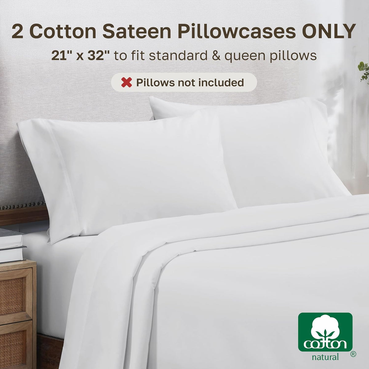 California Design Den 800 Thread Count 2-Pack Pillowcases Standard, White