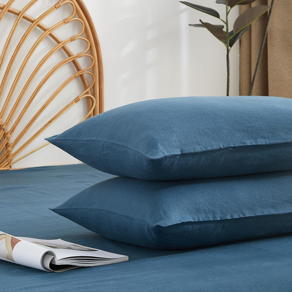 100% French Linen Pillowcase Set of 2, Natural Pure Linen Pillow Covers