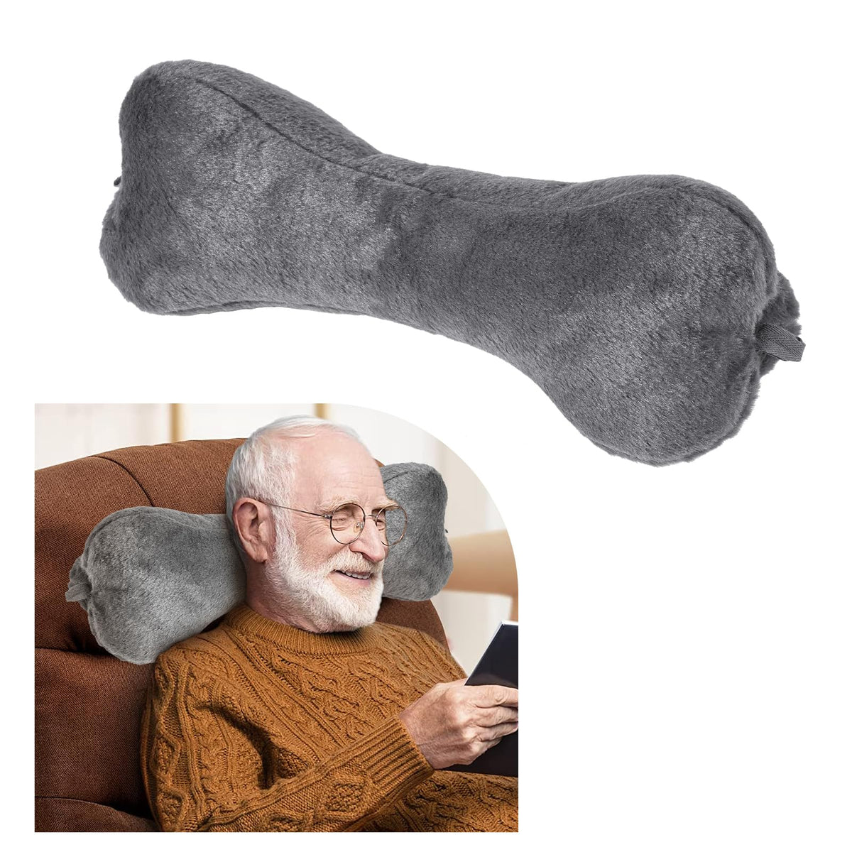 Recliner Headrest Pillow, Head Pillow for Sofa, Recliner Neck Pillow, Bone Couch Neck Pillow for Pain Relieve(Grey)