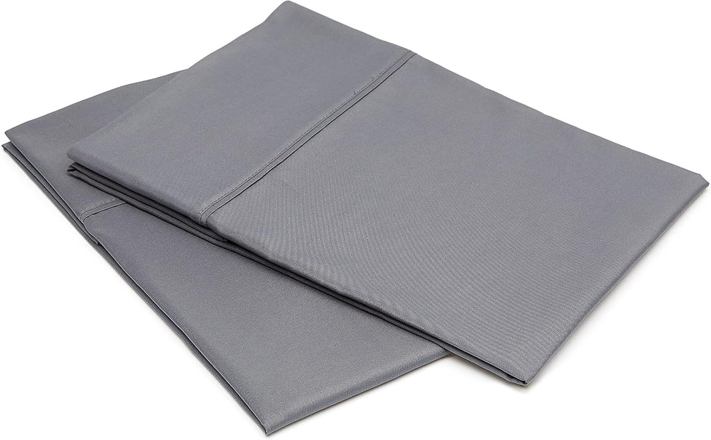 Amazon Basics Standard Pillowcases Set of 2 - Lightweight, Super Soft Easy Care Microfiber, Dark Gray, 30" L x 20" W, Pillows Not Included