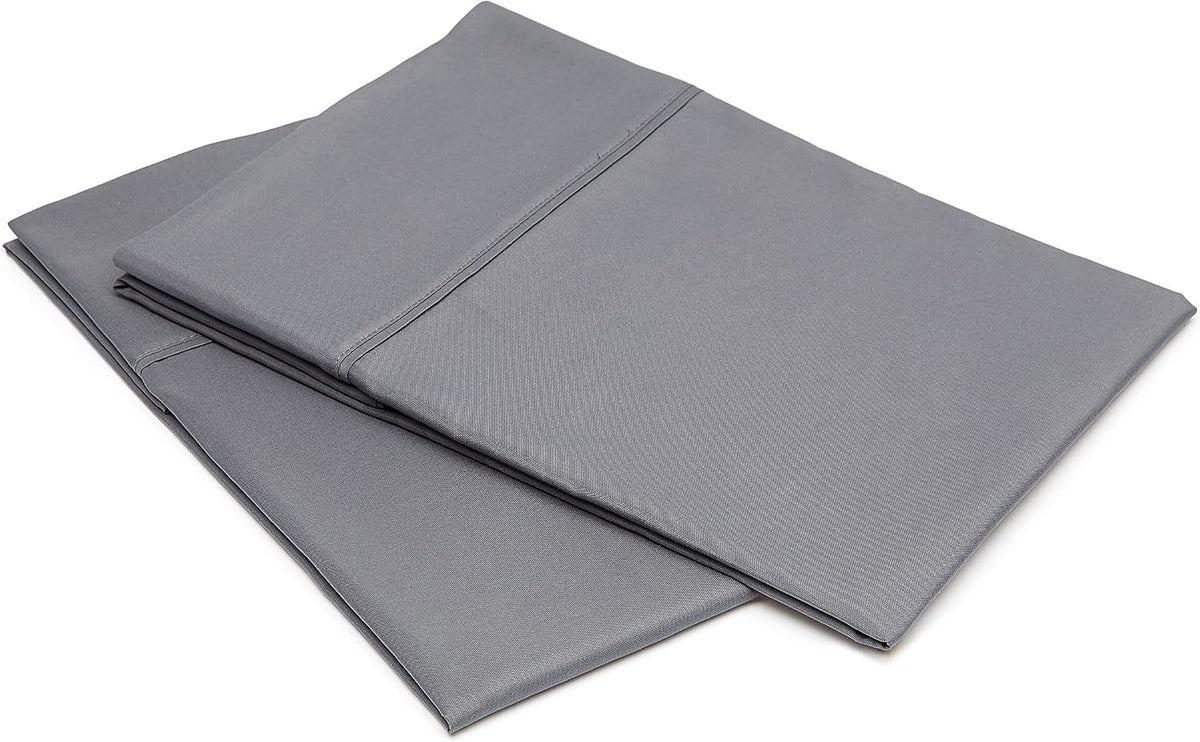 Amazon Basics Standard Pillowcases Set of 2 - Lightweight, Super Soft Easy Care Microfiber, Dark Gray, 30" L x 20" W, Pillows Not Included