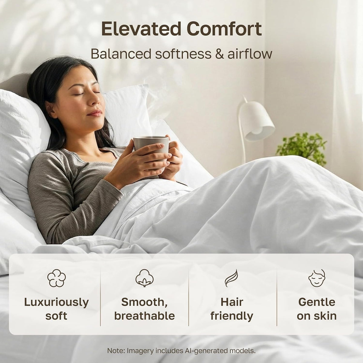 CALIFORNIA DESIGN DEN Soft & Silky 500 Thread Count 100% Cotton is Cool & Smooth, White Pillowcases Queen Size Fits Standard & Queen Pillows (Pure White)