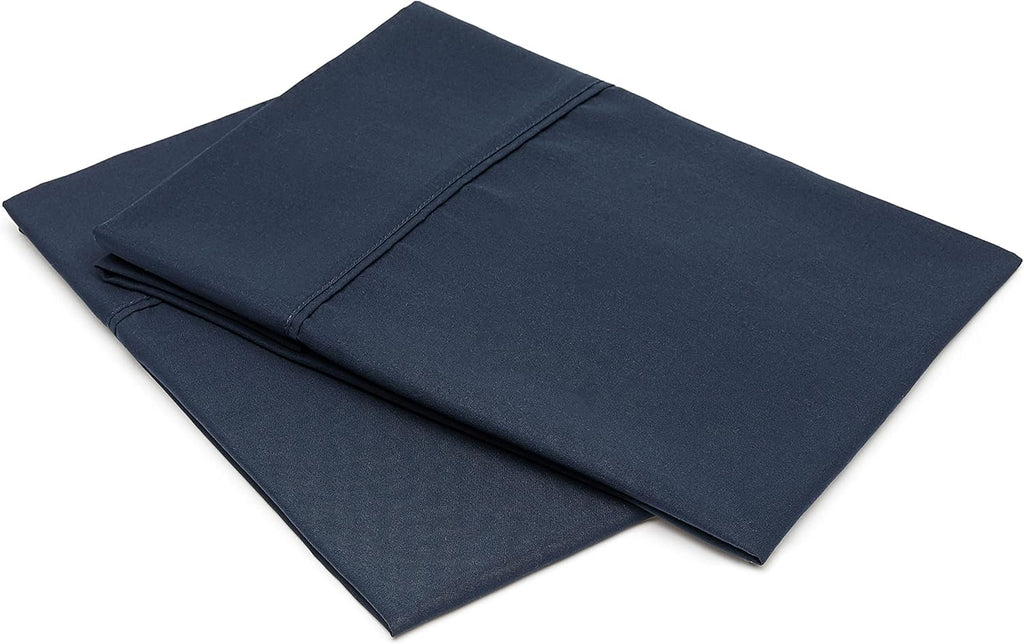 Amazon Basics Standard Pillowcases Set of 2 - Lightweight, Super Soft Easy Care Microfiber, Navy Blue, 30" L x 20" W, Pillows Not Included