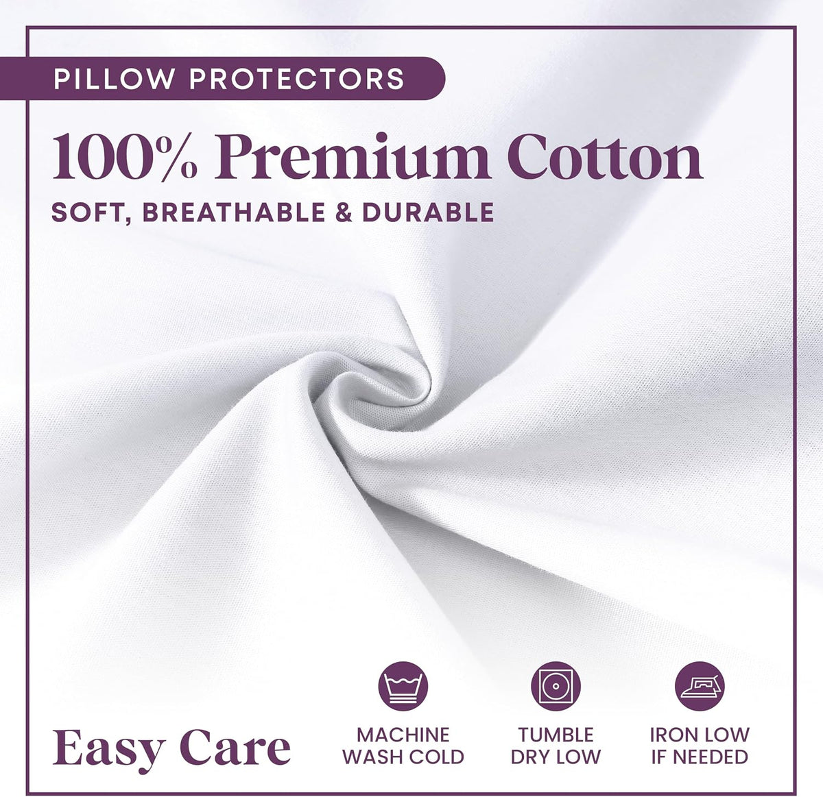 CirclesHome Pillow Protectors 4 Pack Standard Zippered - 100% Cotton Breathable Pillowcases - Protects Pillows from Dirt, Dust and Debri (Standard - Set of 4 - 20x26)