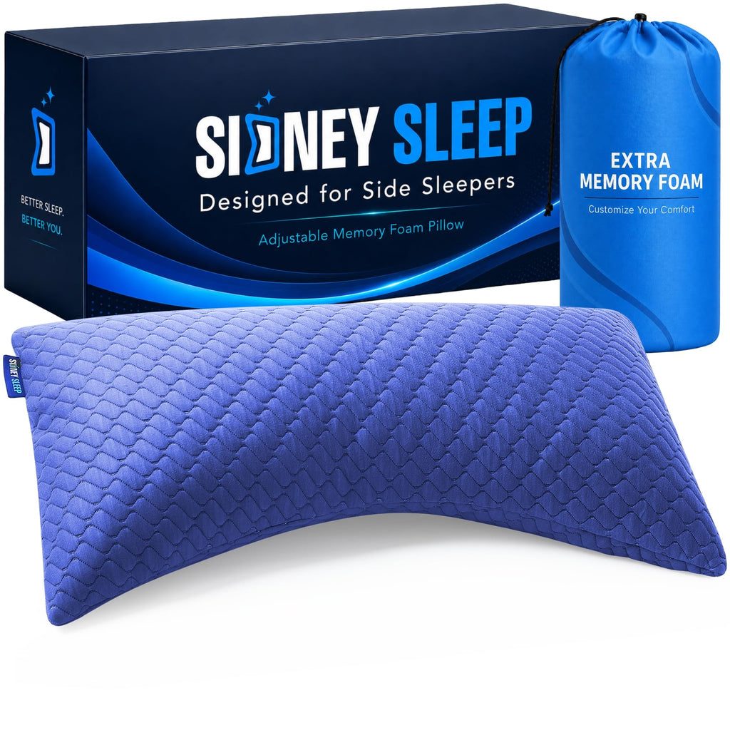 Sidney Sleep Adjustable Curved Pillows for Neck and Shoulder Support with Extra Shredded Fill - Cervical Contour Pillow for Side and Back Sleepers - Queen Size 19" x 29" CertiPUR-US Certified (White)
