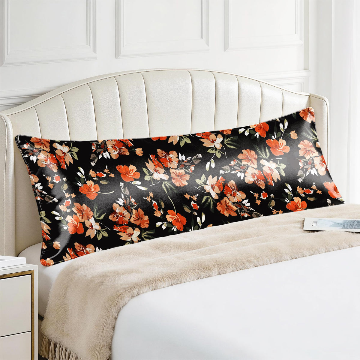 EXQ Home Satin Pillowcase for Hair and Skin Queen - Printed Black Sun