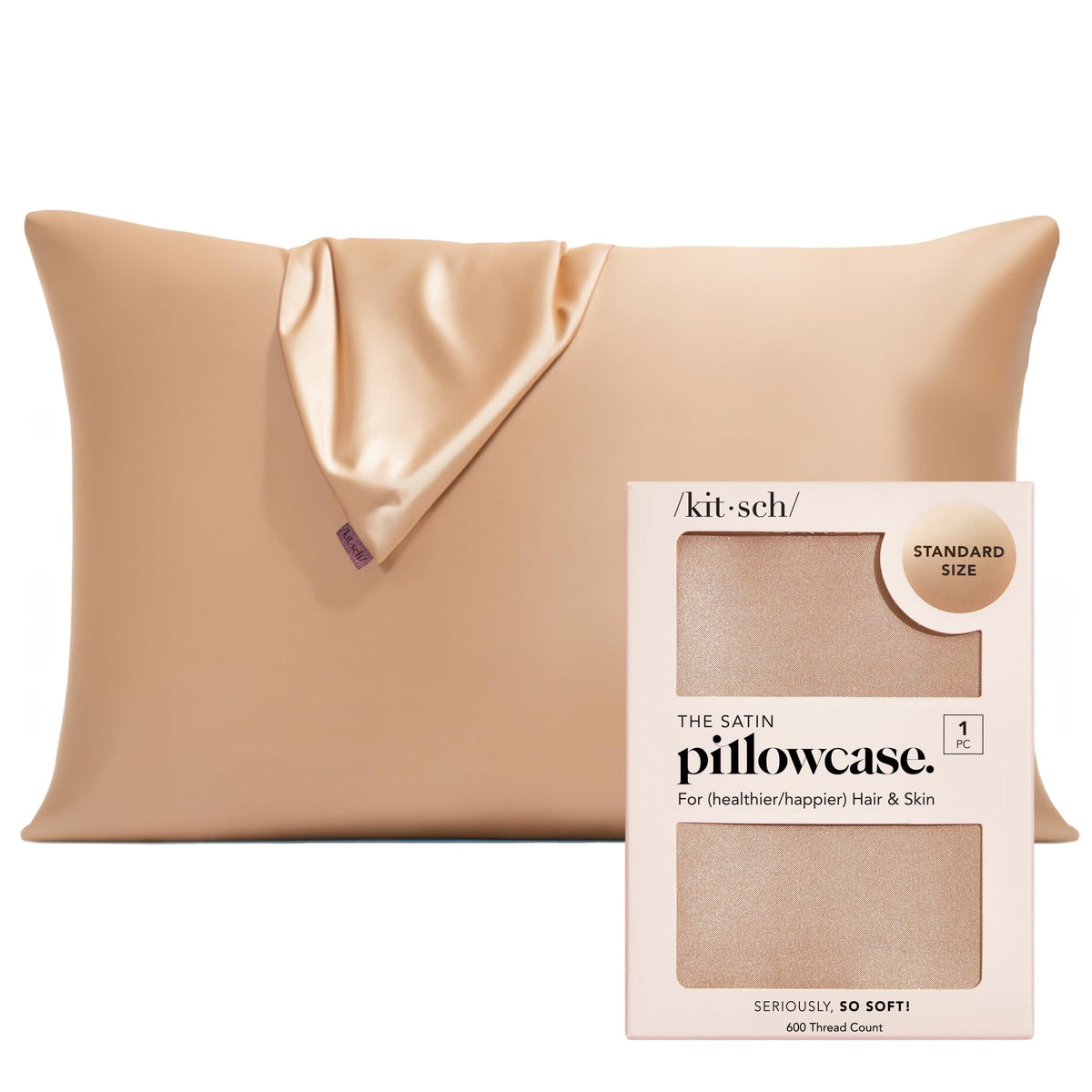 Kitsch Satin Pillowcase with Zipper - 2 pcs King Size, Ivory
