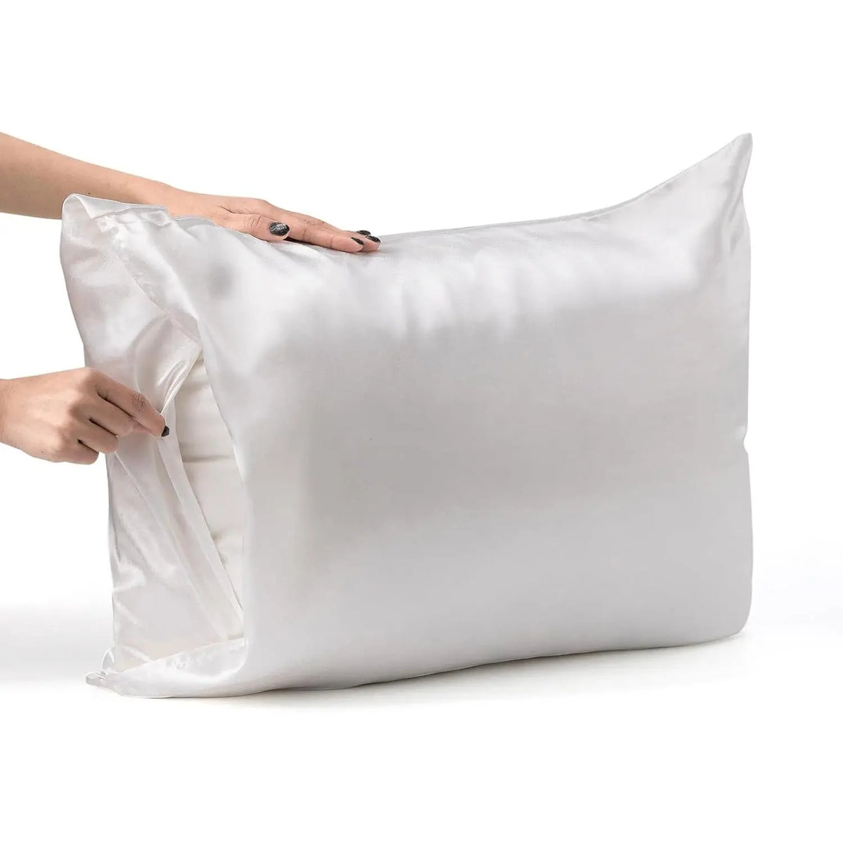 Satin Polyester Pillowcases Standard Set of 2 (20x26 in) - Hair Protection, Silk-Soft Bedding, Durable, Envelope Closure, Machine Washable, Low-Temperature Tumble Dry