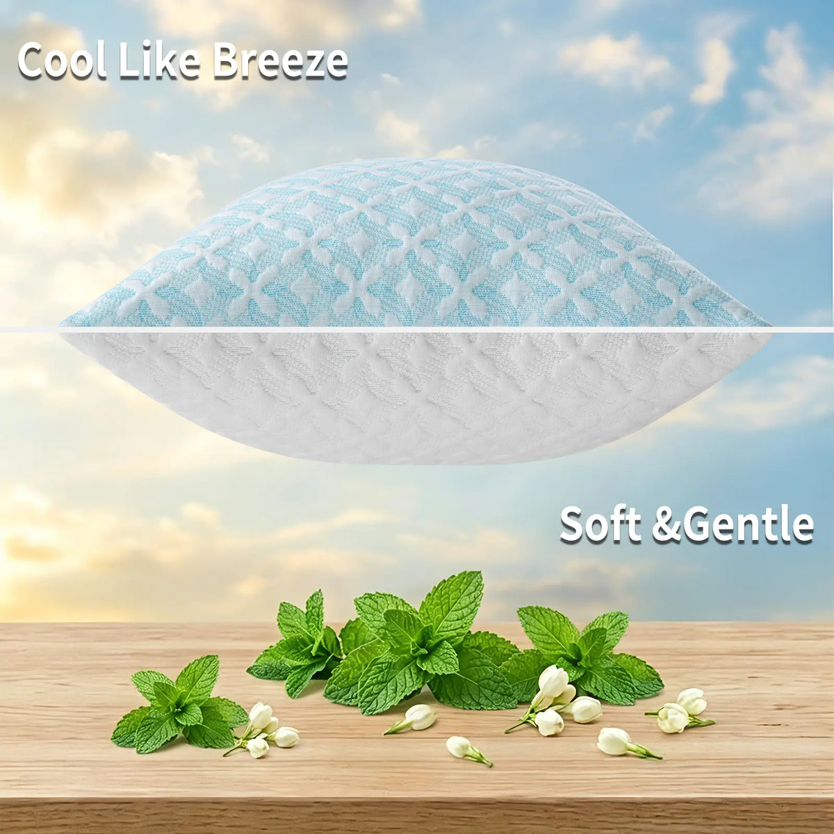【Wichvens】Faith-Inspired Pillowcase, Cross Design,300g Anti-Pilling Stays Silky Pillowcase, Fresh Mint Bedding Linen with Breathable Cool Fabric for Enhanced Night Time Sleep Quality