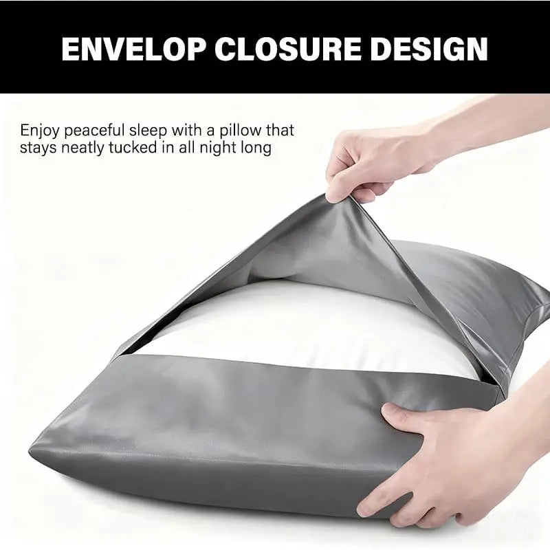 Satin Pillowcase Silkly Pillow Cases Soft Smooth 2 Pack Standard Size  Size Set of 2 Pillow Covers for Sleeping White