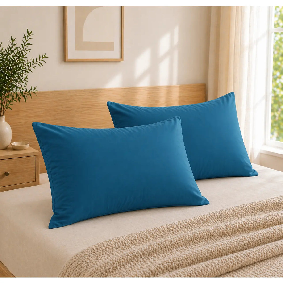 2-Pack Microfiber Pillowcases - Bed Linens with Secure Envelope Closure, Ultra-Soft Smooth Texture, Durable, Wrinkle-Resistant, Stain-Resist, Machine-Washable, Low-Maintenance Multi-Size Bed Pillow Covers for Comfortable Sleep