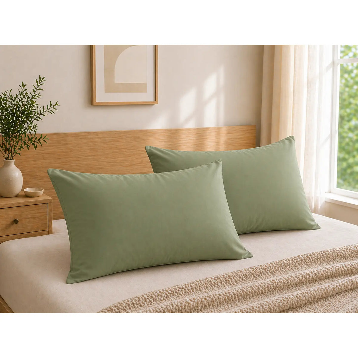 HTA 2-Pack Microfibre Pillowcases - Stain-Resistant, Durable, Ultra-Soft Envelope Closure Pillow Covers, Machine Washable for Restful Sleep