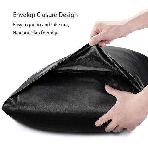2Pcs Solid Satin Pillowcases Envelope Closure, Silky Soft, Hair & Skin Friendly, Pillow Covers Only, Hair And Skin Friendly