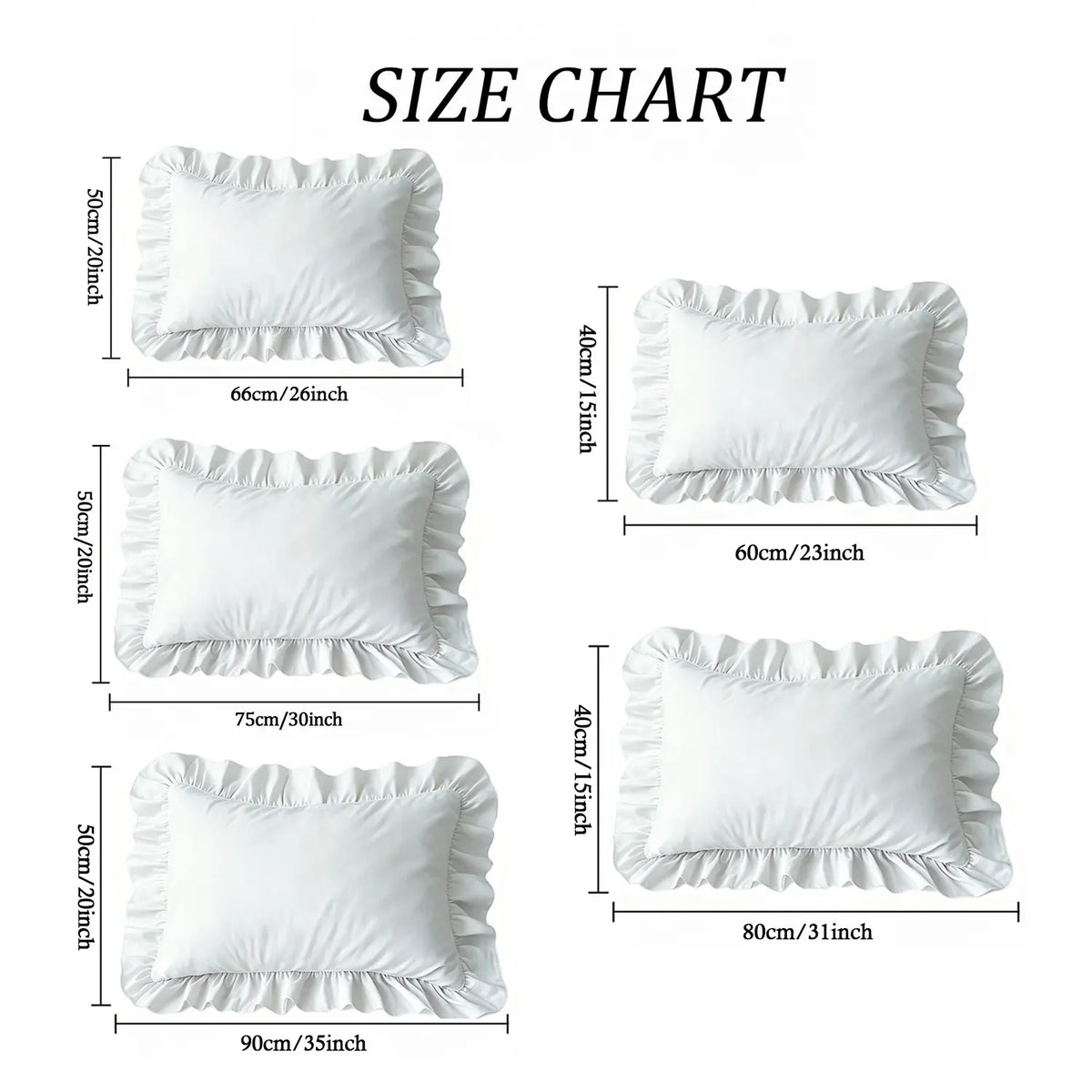 2 Piece French Vintage Ruffled Pillowcases, No pillow core Soft Comfortable Breathable Skin-Friendly, All-Season Use, Bedroom Sofa Home Decor (no Pillows)