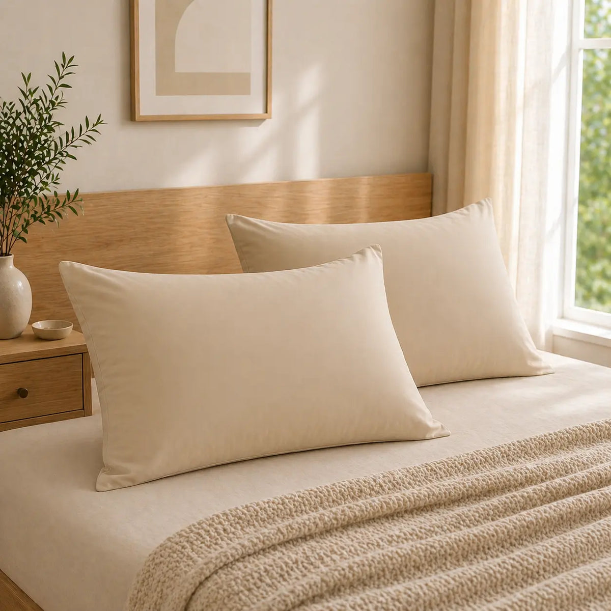 2-Pack Microfiber Pillowcases - Bed Linens with Secure Envelope Closure, Ultra-Soft Smooth Texture, Durable, Wrinkle-Resistant, Stain-Resist, Machine-Washable, Low-Maintenance Multi-Size Bed Pillow Covers for Comfortable Sleep