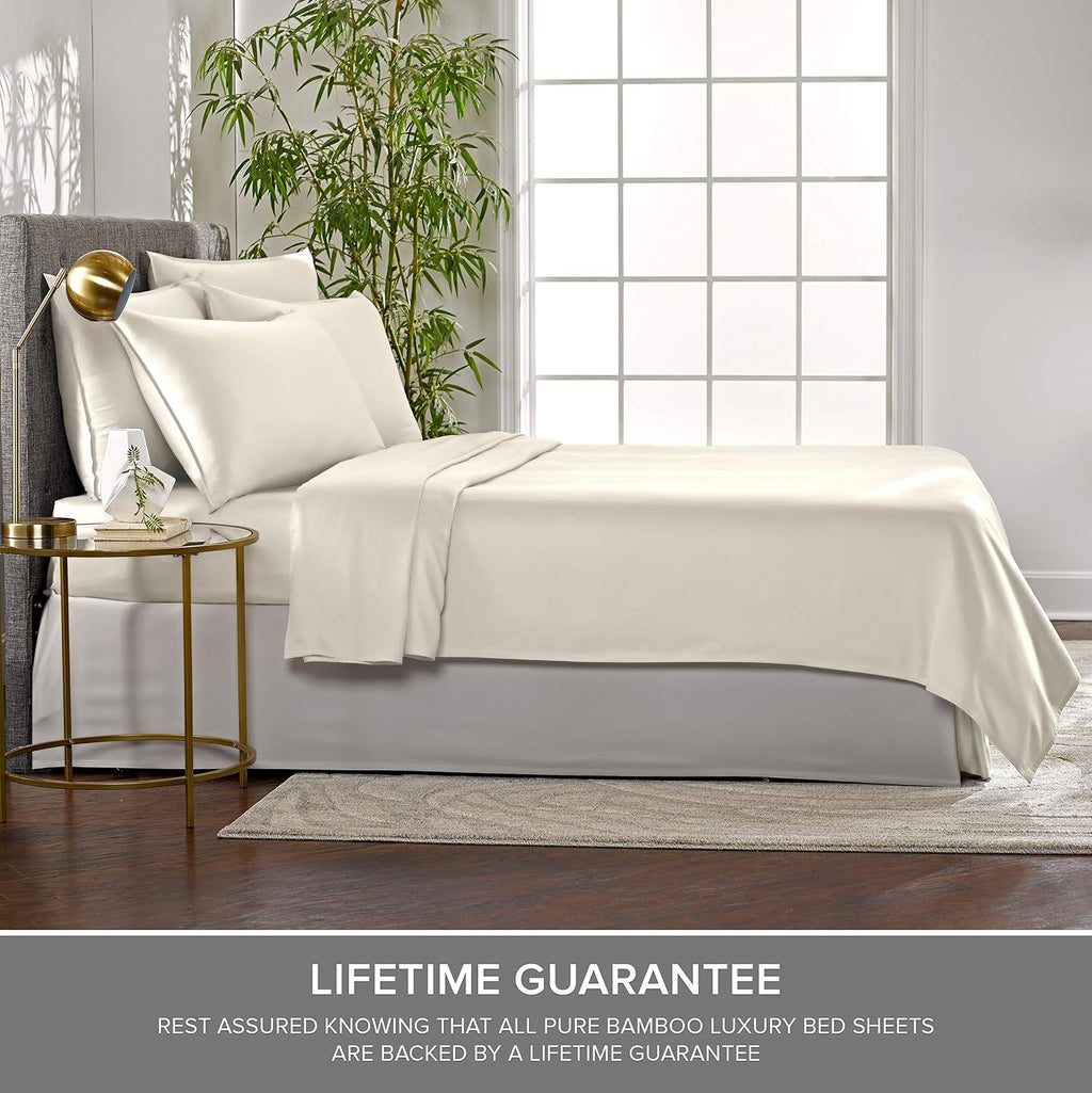 Queen Pillowcases by Pure Bamboo, Genuine 100% Organic Viscose Derived from Bamboo, Luxuriously Soft & Cooling, Double Stitching, Envelope Closure (2 Queen Pillowcases, Ivory)