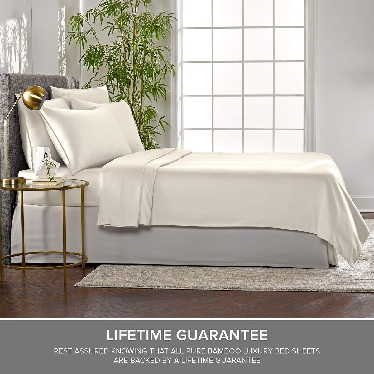 Queen Pillowcases by Pure Bamboo, Genuine 100% Organic Viscose Derived from Bamboo, Luxuriously Soft & Cooling, Double Stitching, Envelope Closure (2 Queen Pillowcases, Ivory)