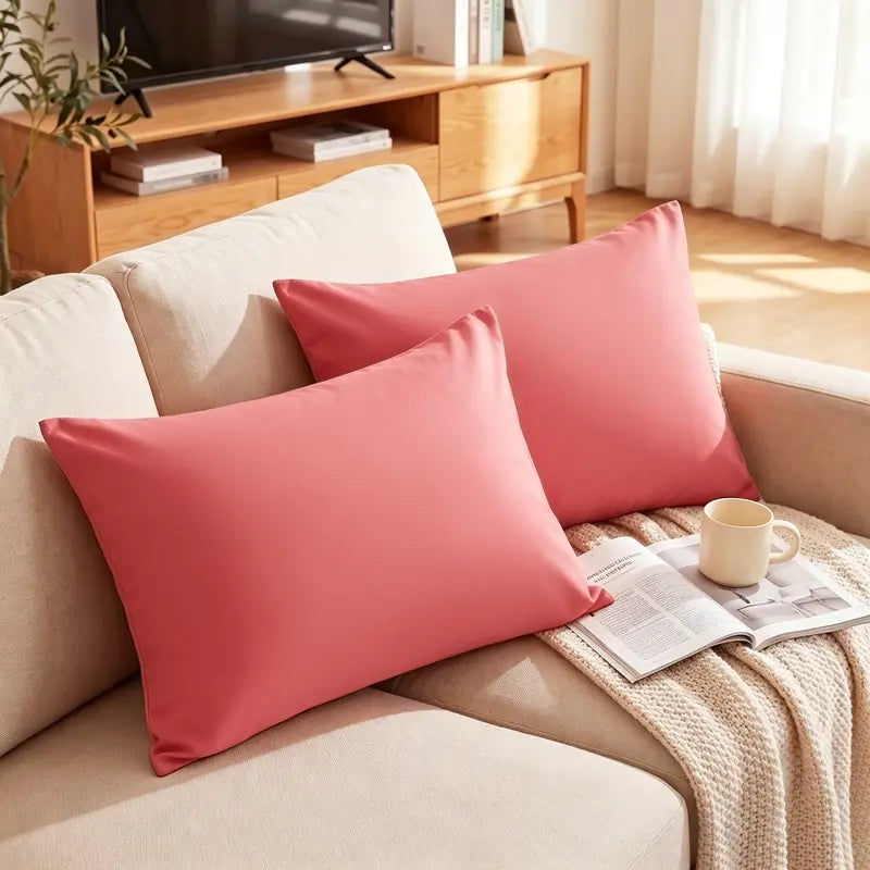 FLXXIE Brushed Fiber Pillowcases, 2-Piece Multi-Size Set - Premium Smooth Texture, Durable, Cozy, Breathable, Wrinkle-Resistant, Envelope Closure Bedding, Machine Washable, Solid Colors, California King for Restful Sleep at Home