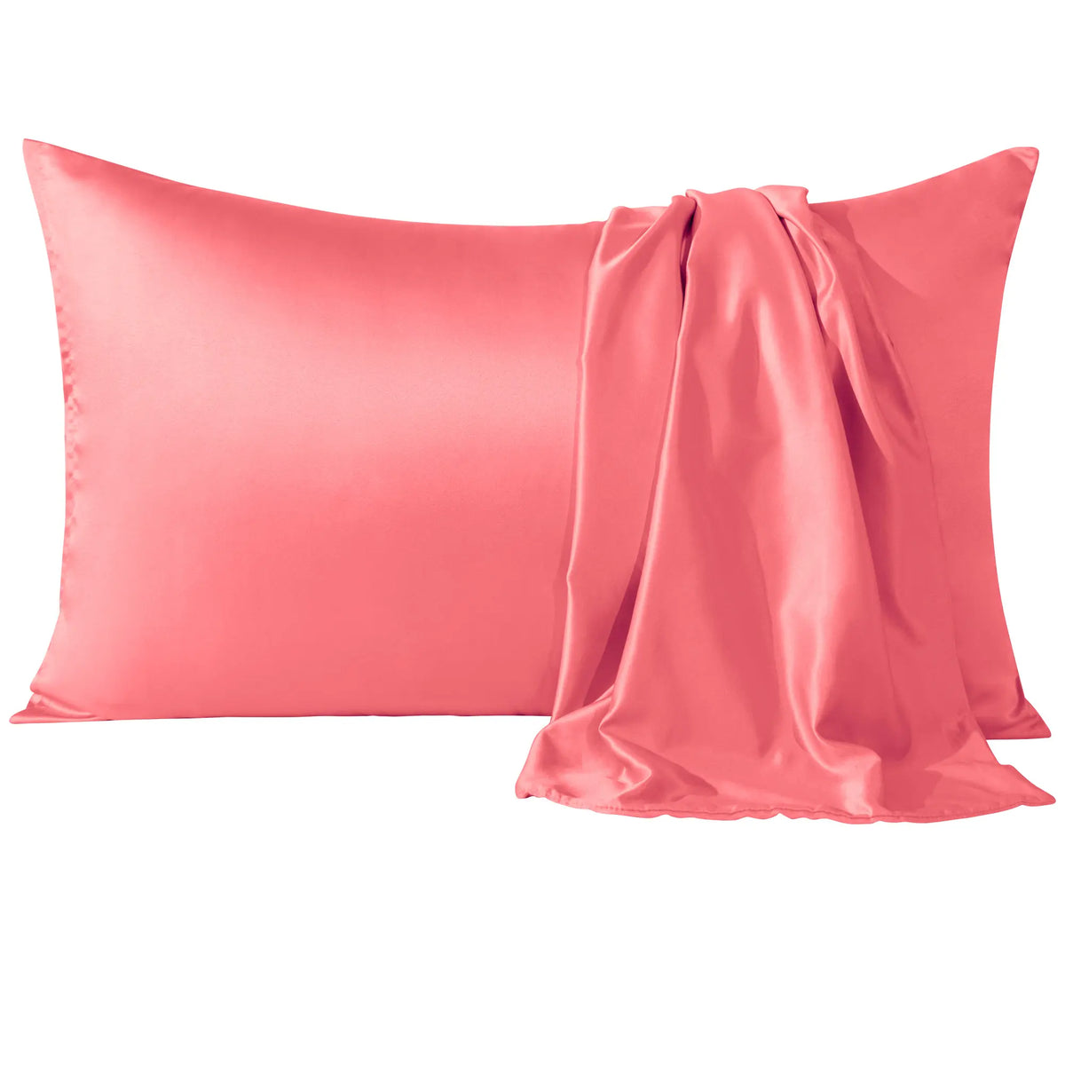 Bedsum 2‑Pack Silk‑Like Satin Pillowcases - Hidden Zipper Closure, Polyester Cooling Bedding, Gentle for Hair & Skin, Solid Colors, Thoughtful Sleep Gift Idea, Multi‑Size