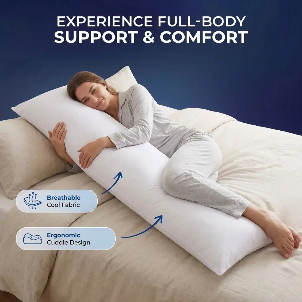 Utopia Bedding Full Body Pillow - Supportive Bolster Cushion, Pregnancy Maternity Support Pillow, Soft Durable Long Bed Accessory for Side Sleepers, Supports Shoulders & Hips, Vacuum-Packed Safe