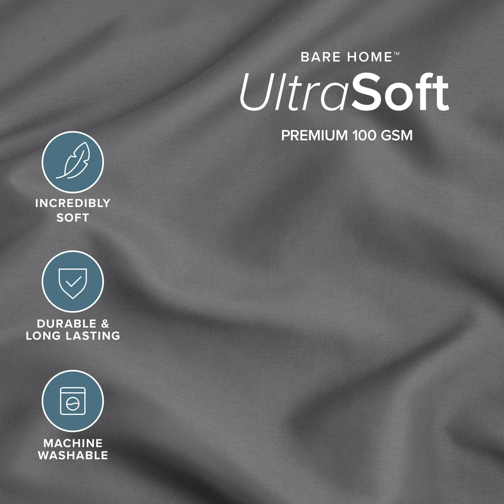 Bare Home Ultra-Soft Envelope Microfiber Pillowcase Set, Breathable Lightweight Smooth Fabric Bedding, Fade-Resistant, Machine-Washable, Multi-Size Solid Colors Pillowcases