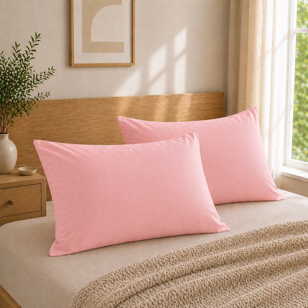 2-Pack Microfiber Pillowcases - Bed Linens with Secure Envelope Closure, Ultra-Soft Smooth Texture, Durable, Wrinkle-Resistant, Stain-Resist, Machine-Washable, Low-Maintenance Multi-Size Bed Pillow Covers for Comfortable Sleep