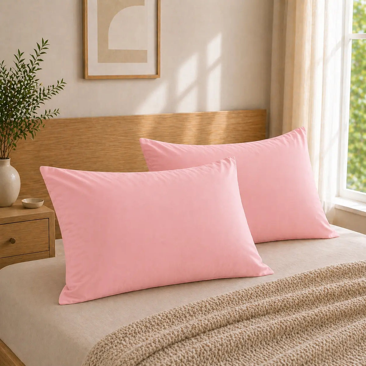 2-Pack Microfiber Pillowcases - Bed Linens with Secure Envelope Closure, Ultra-Soft Smooth Texture, Durable, Wrinkle-Resistant, Stain-Resist, Machine-Washable, Low-Maintenance Multi-Size Bed Pillow Covers for Comfortable Sleep