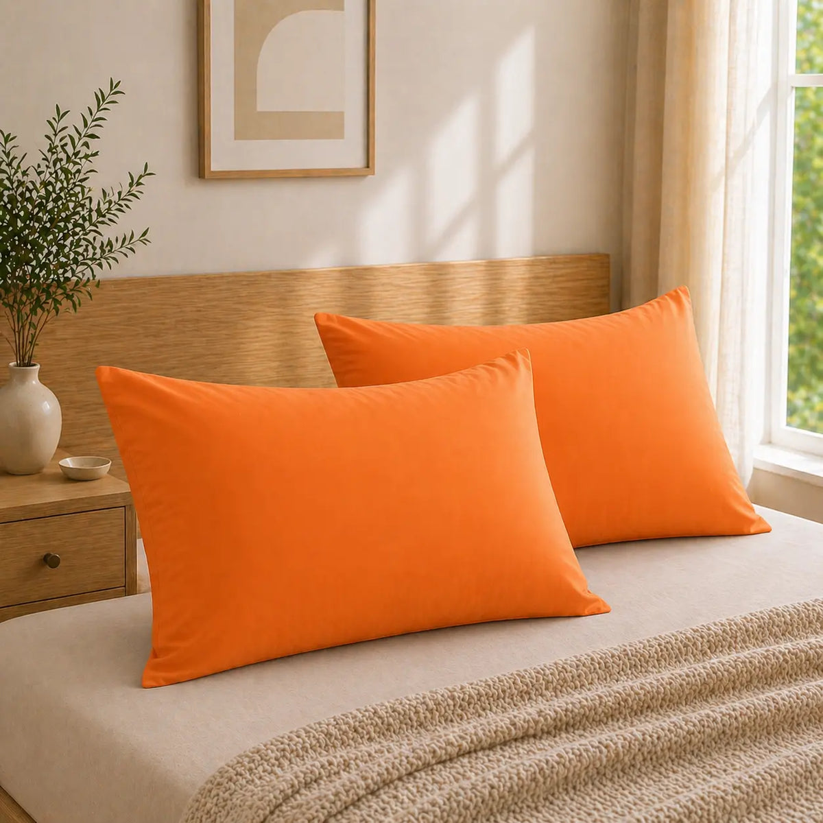 HTA 2-Pack Microfibre Pillowcases - Stain-Resistant, Durable, Ultra-Soft Envelope Closure Pillow Covers, Machine Washable for Restful Sleep