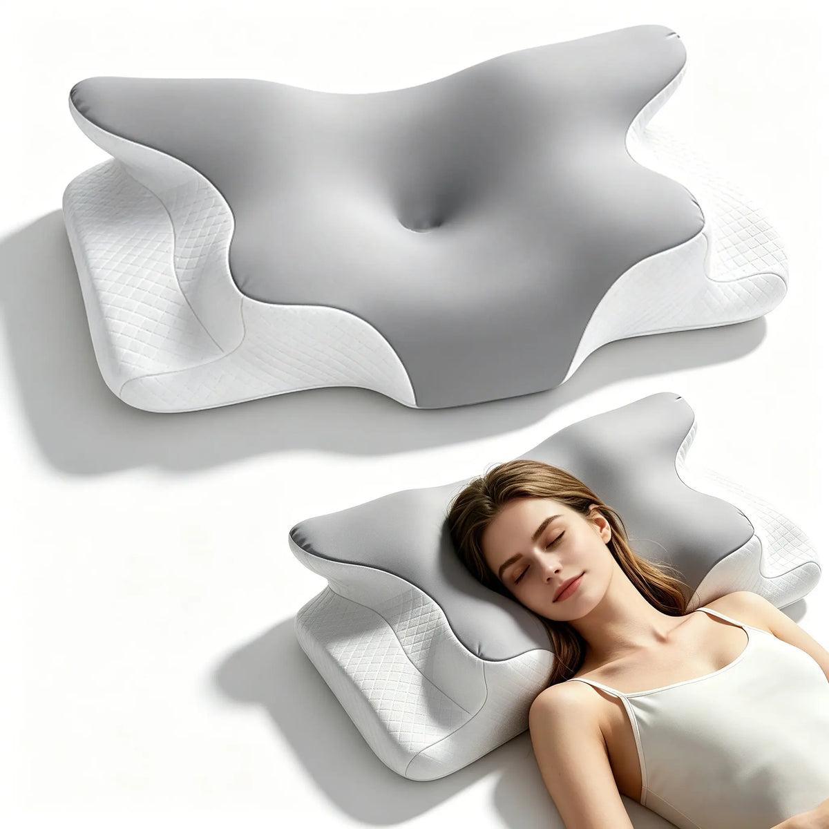 Orthopedic Cervical Neck Pillow for Sleeping - Ergonomic Memory Foam Cushion with Armrest, Back & Neck Pain Relief for All Sleep Positions, Orthopedic Memory Foam,back to school,back to school shopping,home decor,sohochic