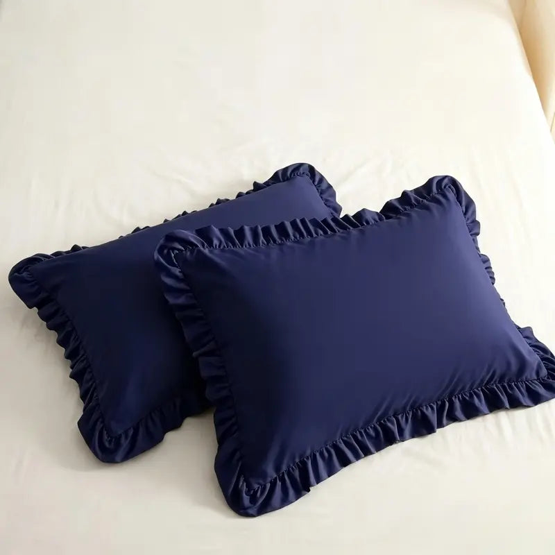 NTBAY Ruffled Pillow Shams, 1800 Series Brushed Microfiber, 2 Inch Ruffle Trim, Shabby Chic Decorative Cover, Envelope Closure, French Ruffle Pillowcase,Multi-Size, 2 Pack
