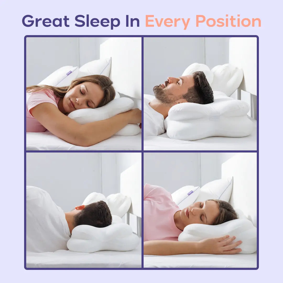 Mellow Sleep | CloudAlign Pillow + FREE Cooling Pillowcase - Ergonomic Cervical Memory Foam Pillow with Dual-Height Design for Side, Back & Stomach Sleepers