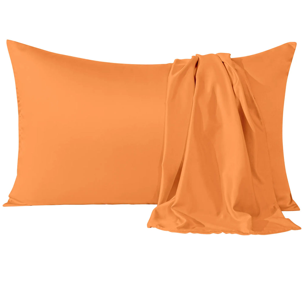 Bedsum 2‑Pack Silk‑Like Satin Pillowcases - Hidden Zipper Closure, Polyester Cooling Bedding, Gentle for Hair & Skin, Solid Colors, Thoughtful Sleep Gift Idea, Multi‑Size