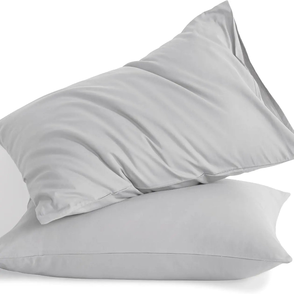 Plain 100% Cotton Pillowcase Set - 2-Piece, 400 Thread Count, Hotel Luxury, Soft & Breathable Flat Weave Pillowcases for Night Sleep Comfort, Set Of 2