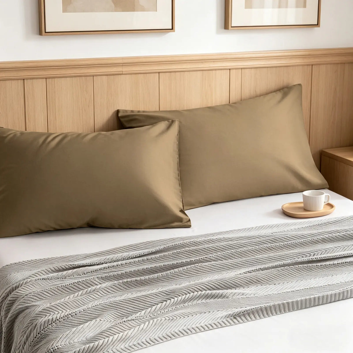 2 Pack Cotton Pillowcases, Soft Breathable Pillow Covers with Envelope Closure, Comfortable Solid Color Pillow Cases for Bed & Sleeping