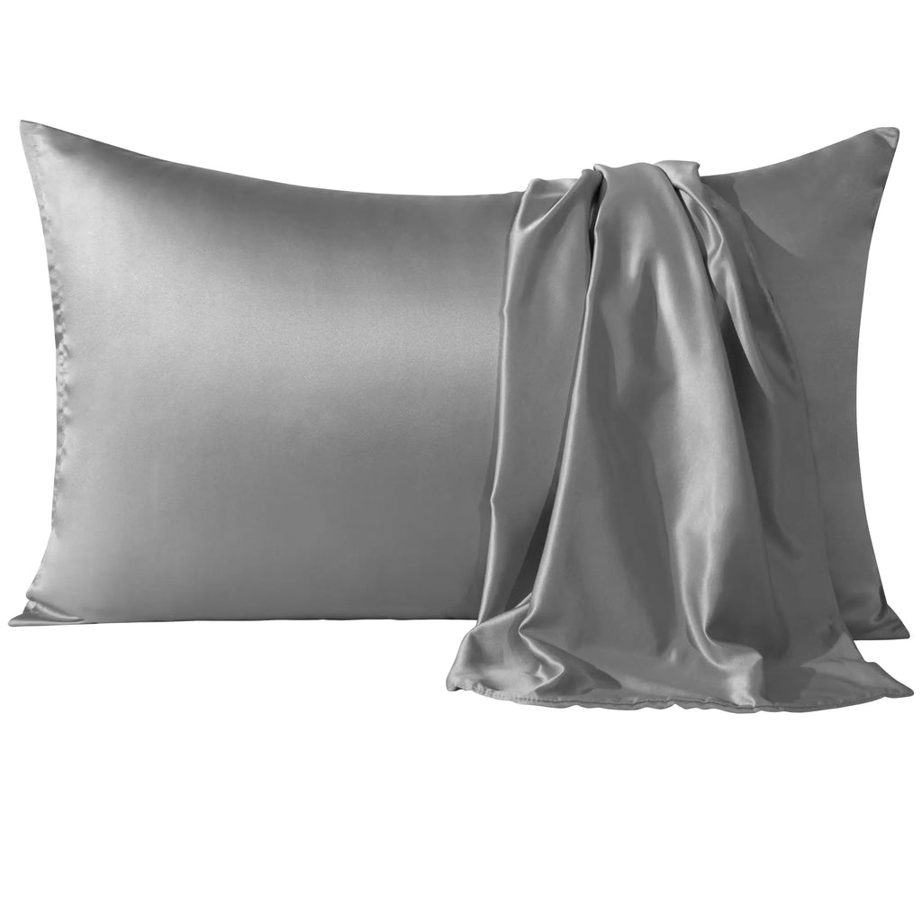 Bedsum 2‑Pack Silk‑Like Satin Pillowcases - Hidden Zipper Closure, Polyester Cooling Bedding, Gentle for Hair & Skin, Solid Colors, Thoughtful Sleep Gift Idea, Multi‑Size