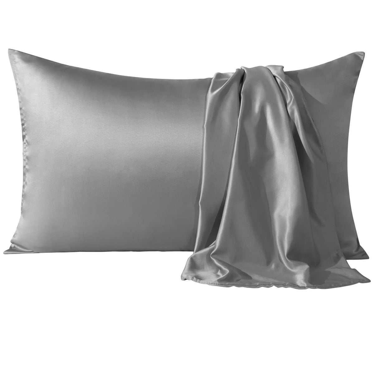 Bedsum 2‑Pack Silk‑Like Satin Pillowcases - Hidden Zipper Closure, Polyester Cooling Bedding, Gentle for Hair & Skin, Solid Colors, Thoughtful Sleep Gift Idea, Multi‑Size