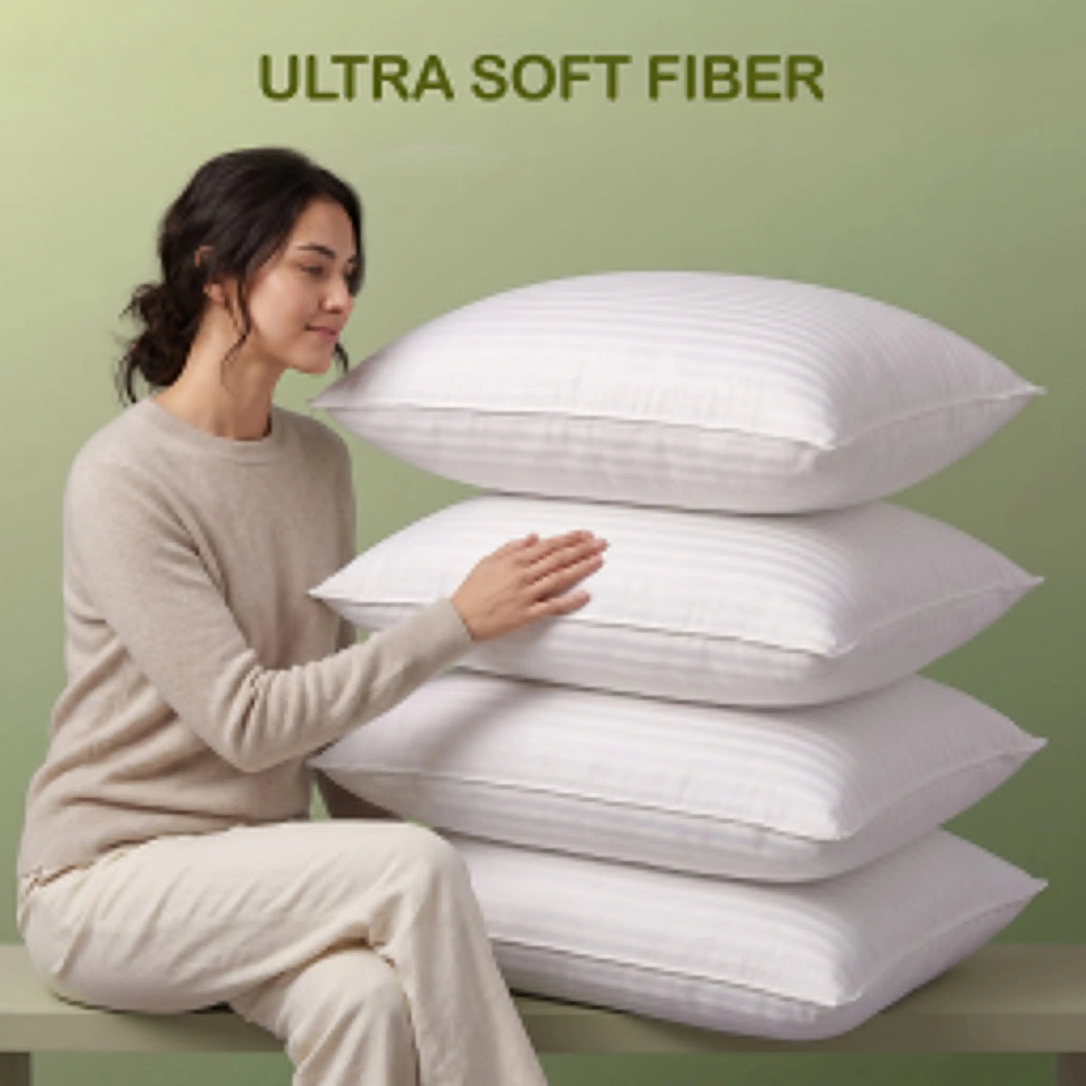 Utopia Bedding Premium Striped Bed Pillows for Sleeping (Pack of 2 & 4 ) - Polycotton Soft Breathable Covers, No-Shift Construction, White Memory Foam Support, Durable Back Sleeper Cooling Bedding,Bed Accessories, Bedroom Items, Supporting