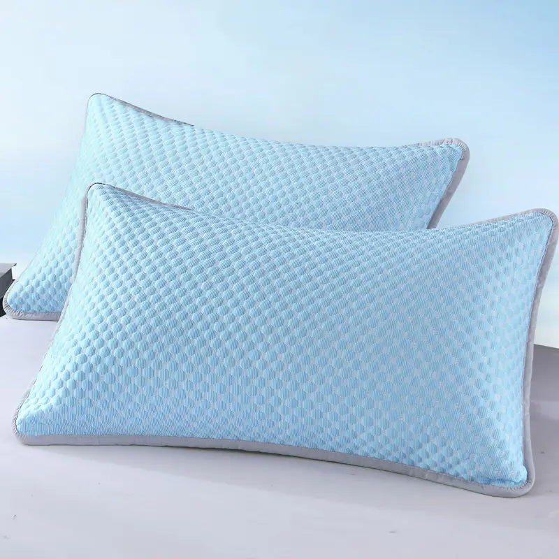 2-Pack Ice Silk Pillowcase Set, Breathable Flat Woven Plaid Bedding Pillowcases for Hot Sleepers, Bedroom Use, Relieves Overheating & Night Sweats, Soft