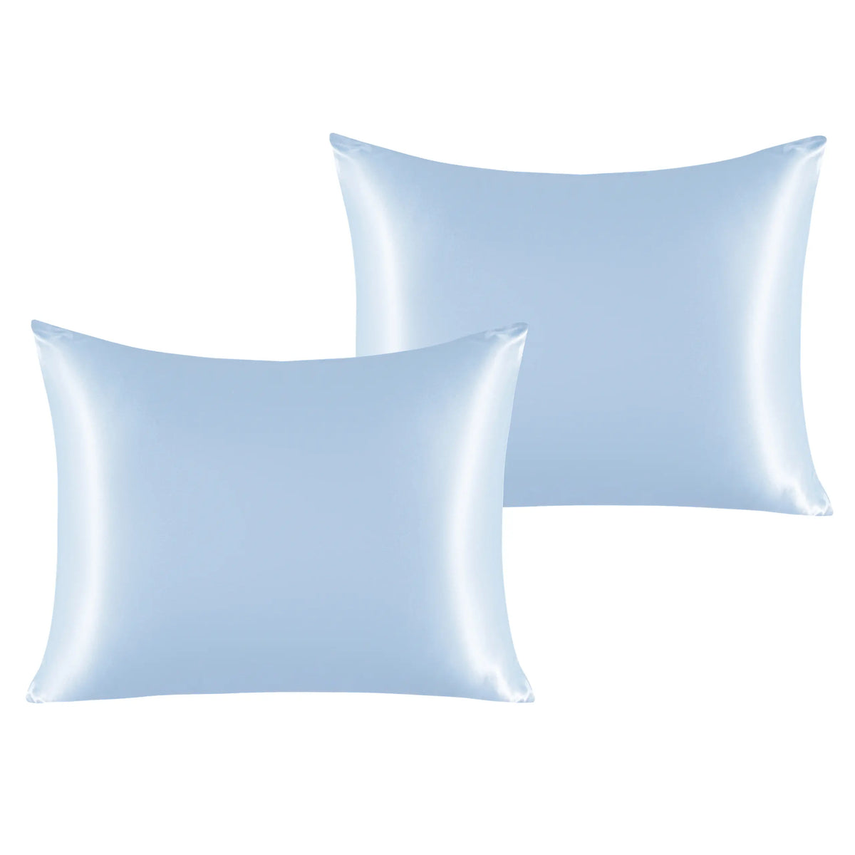Bedsum Silk-Like Solid Satin Pillowcases - 2-Piece All Seasons Bed Linens, Flat Weave, Wrinkle-Resistant, Smooth, Gentle, Ultra-Soft, Cooling Bedding, Envelope Fit, Hair & Skin Care, Beauty Sleep Bed Accessories