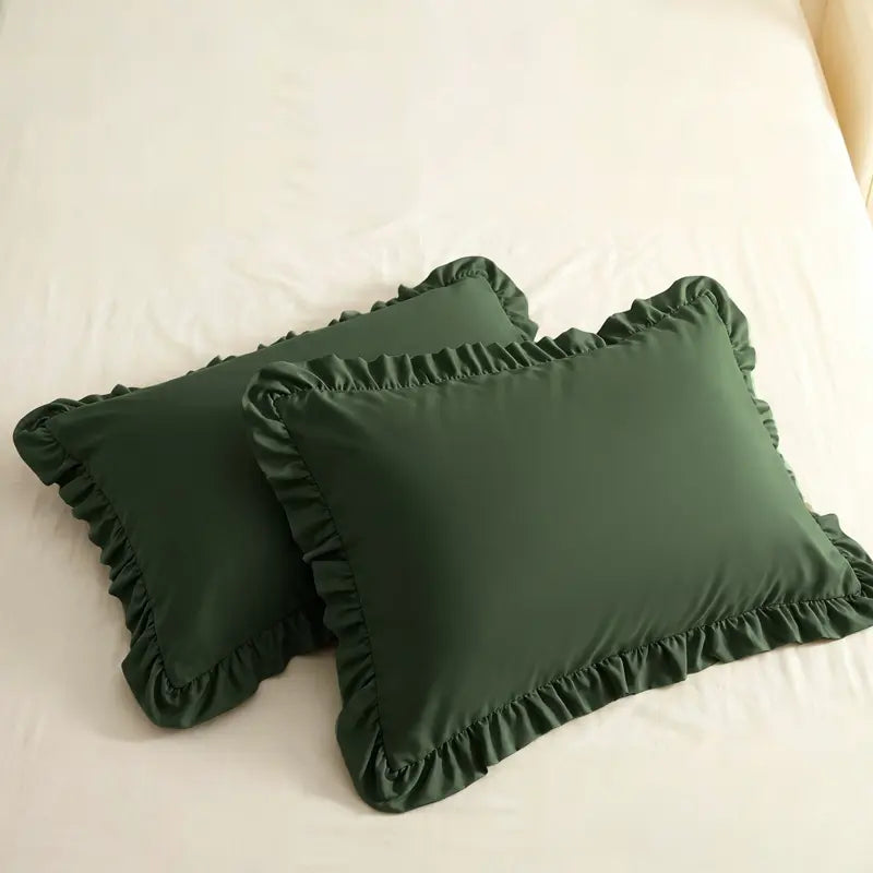 NTBAY Ruffled Pillow Shams, 1800 Series Brushed Microfiber, 2 Inch Ruffle Trim, Shabby Chic Decorative Cover, Envelope Closure, French Ruffle Pillowcase,Multi-Size, 2 Pack