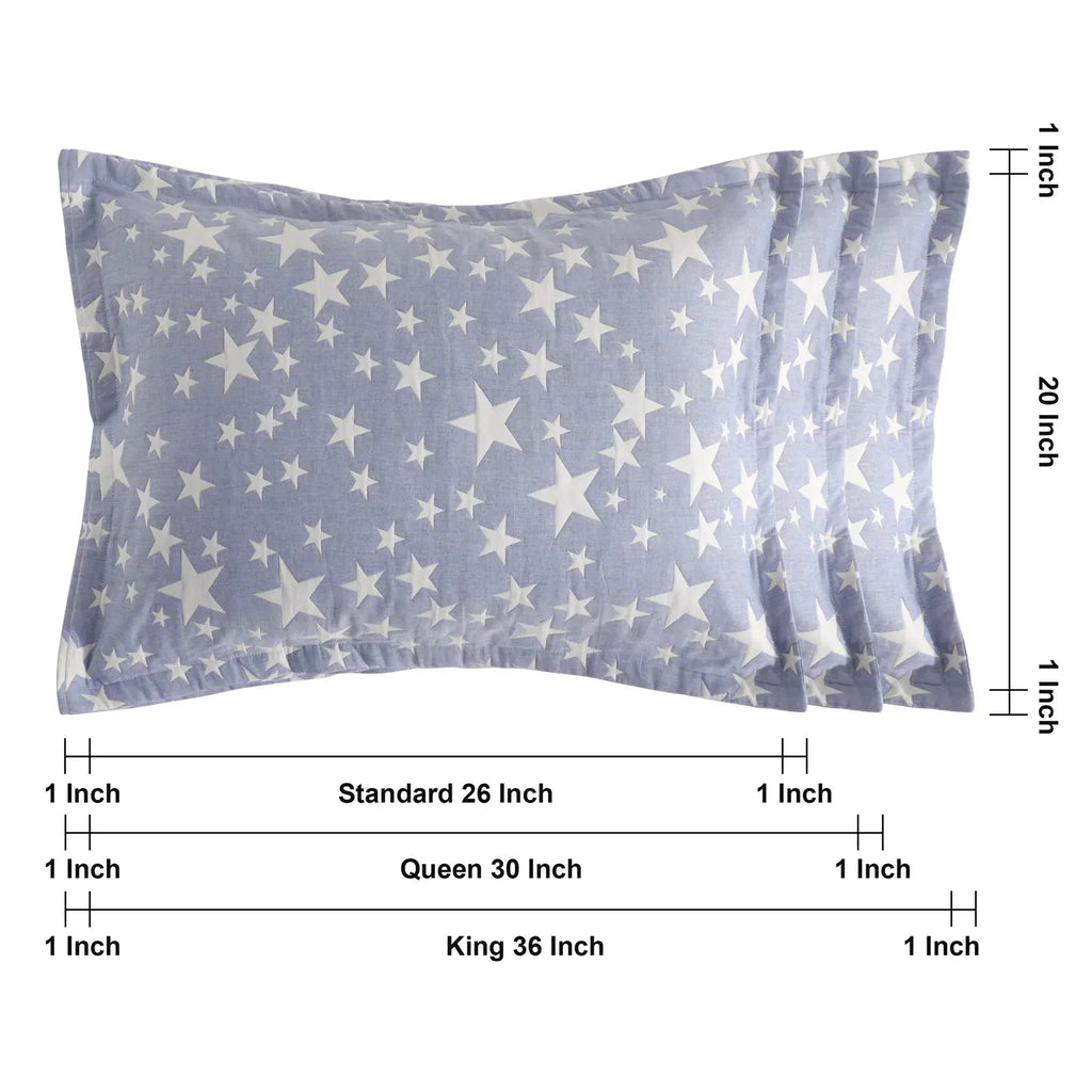 FLXXIE 2-Pack 3-Layer Muslin Cotton Euro Pillowcases - Soft Quilted Geometric Cushion Shams, 2-Piece Set, Envelope Closure, Breathable, Durable, Skin-Friendly, Hotel-Quality, Wrinkle Resistant, All Seasons, Light Warmth, Machine Wash, for Bedroom Decor