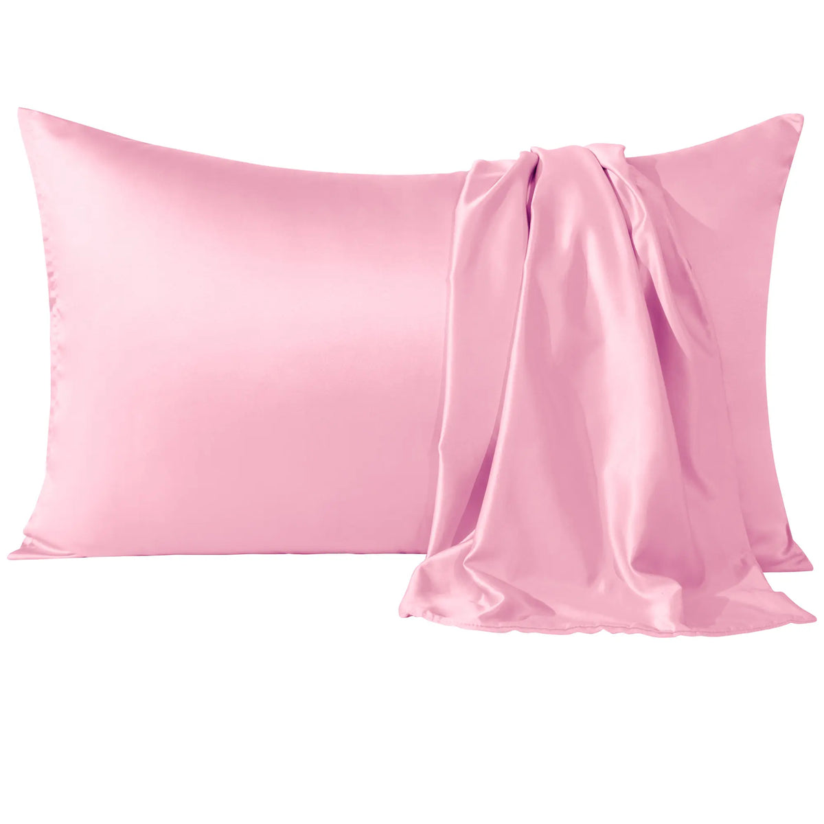 Bedsum 2‑Pack Silk‑Like Satin Pillowcases - Hidden Zipper Closure, Polyester Cooling Bedding, Gentle for Hair & Skin, Solid Colors, Thoughtful Sleep Gift Idea, Multi‑Size