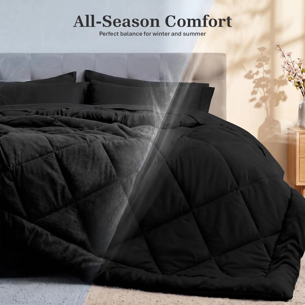 Utopia Bedding Comforter Set Full, Bed in a Bag 7 Piece, Dark Grey Diamond Quilted Bedding Set, Microfiber Fill, Comforter, Flat Sheet, Fitted Sheet, Pillowcase, Pillow Shams, Machine Washable