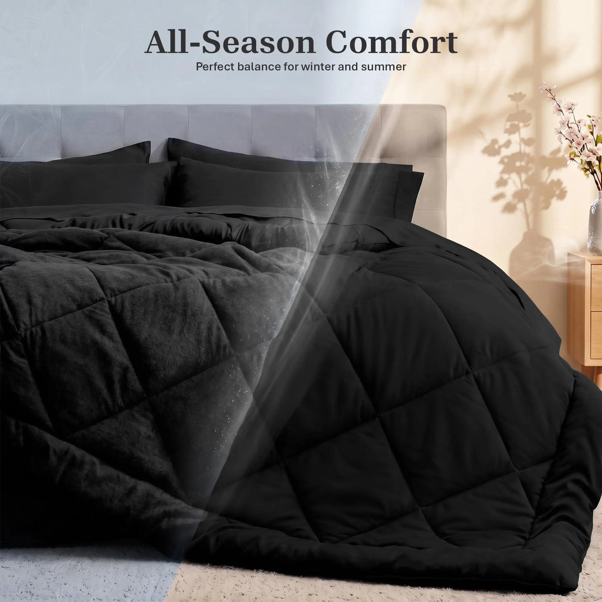 Utopia Bedding Comforter Set Full, Bed in a Bag 7 Piece, Dark Grey Diamond Quilted Bedding Set, Microfiber Fill, Comforter, Flat Sheet, Fitted Sheet, Pillowcase, Pillow Shams, Machine Washable